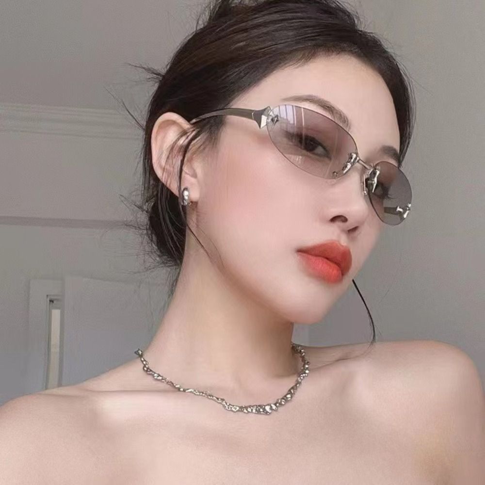 Vintage Fashion Style Female - Y2K 스타일 Frameless 선글라스 UV 보호