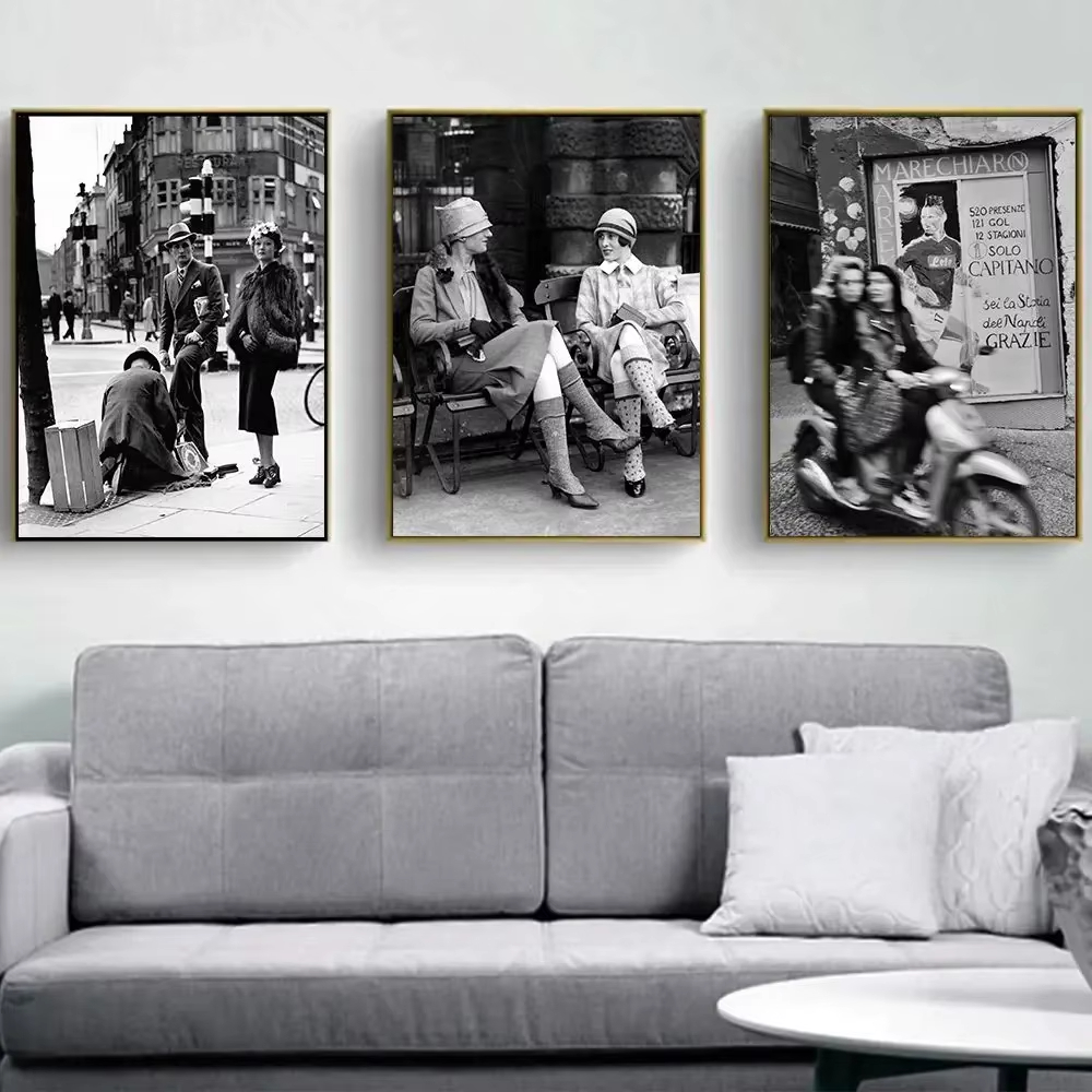 Vintage Fashion Prints For Wall - 패션 흑백 빈티지 사진 인쇄 이탈리아