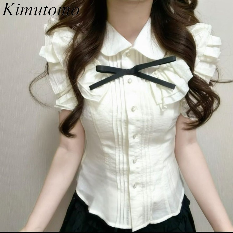 Vintage Fashion Style Female - Kimutomo 셔츠 여성 빈티지 우아한 피터팬