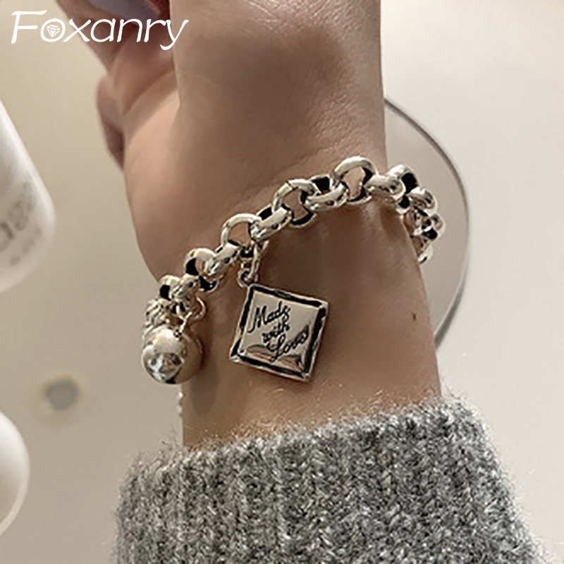 Vintage Fashion Tags - FOXANRY-영어 글자 태그 펑크 팔찌, 여성