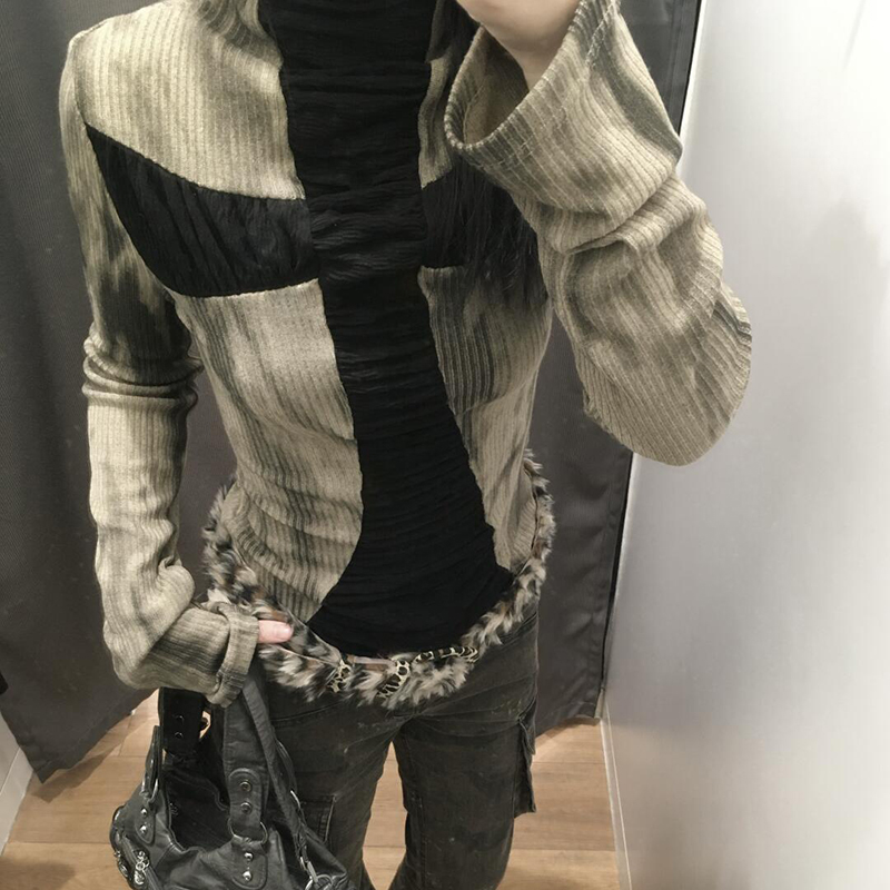 Turtleneck Knit 90S - 고스 크로스 서브컬쳐 슬림 탑스 스윗하트
