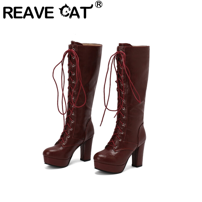 Vintage And Modern Fashion - REAVE CAT 여성용 빈티지 무릎 부츠,