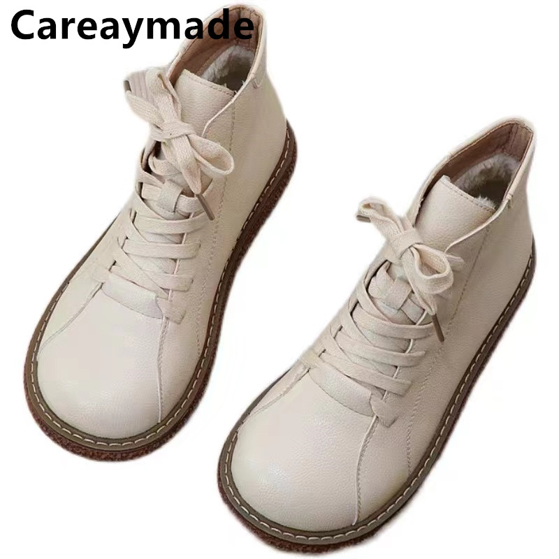 Vintage Old Fashion - Care-made-빈티지 레이스 업 부츠, 여성용 짧은