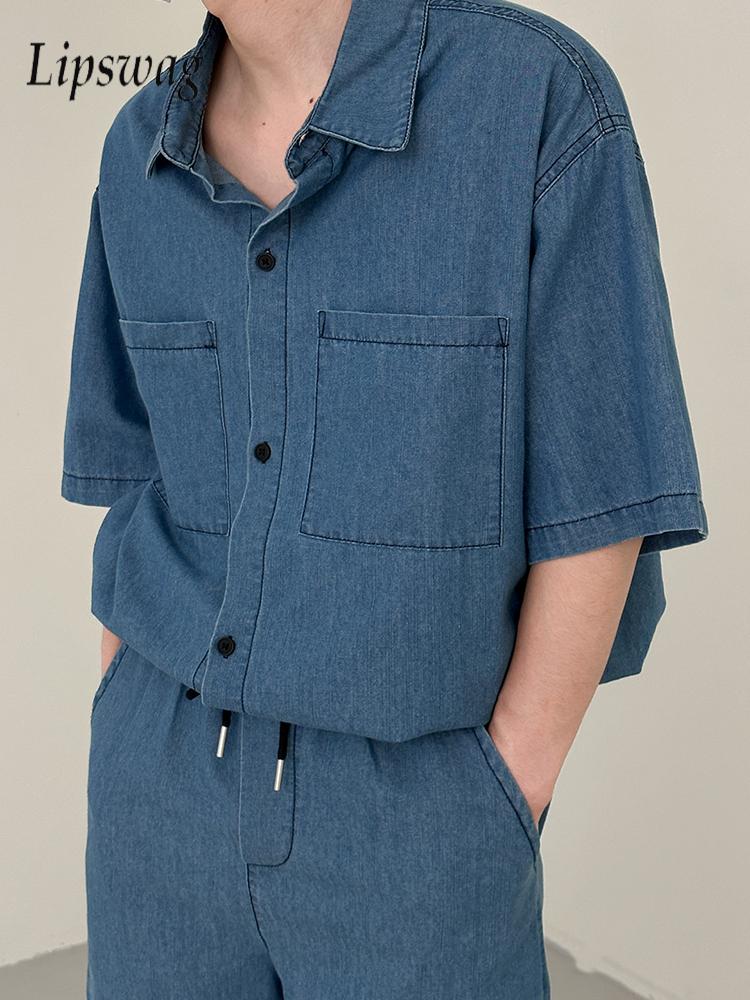 Vintage Fashion Outfits Men - 스트릿웨어 빈티지 남성 데님 투피스 수트