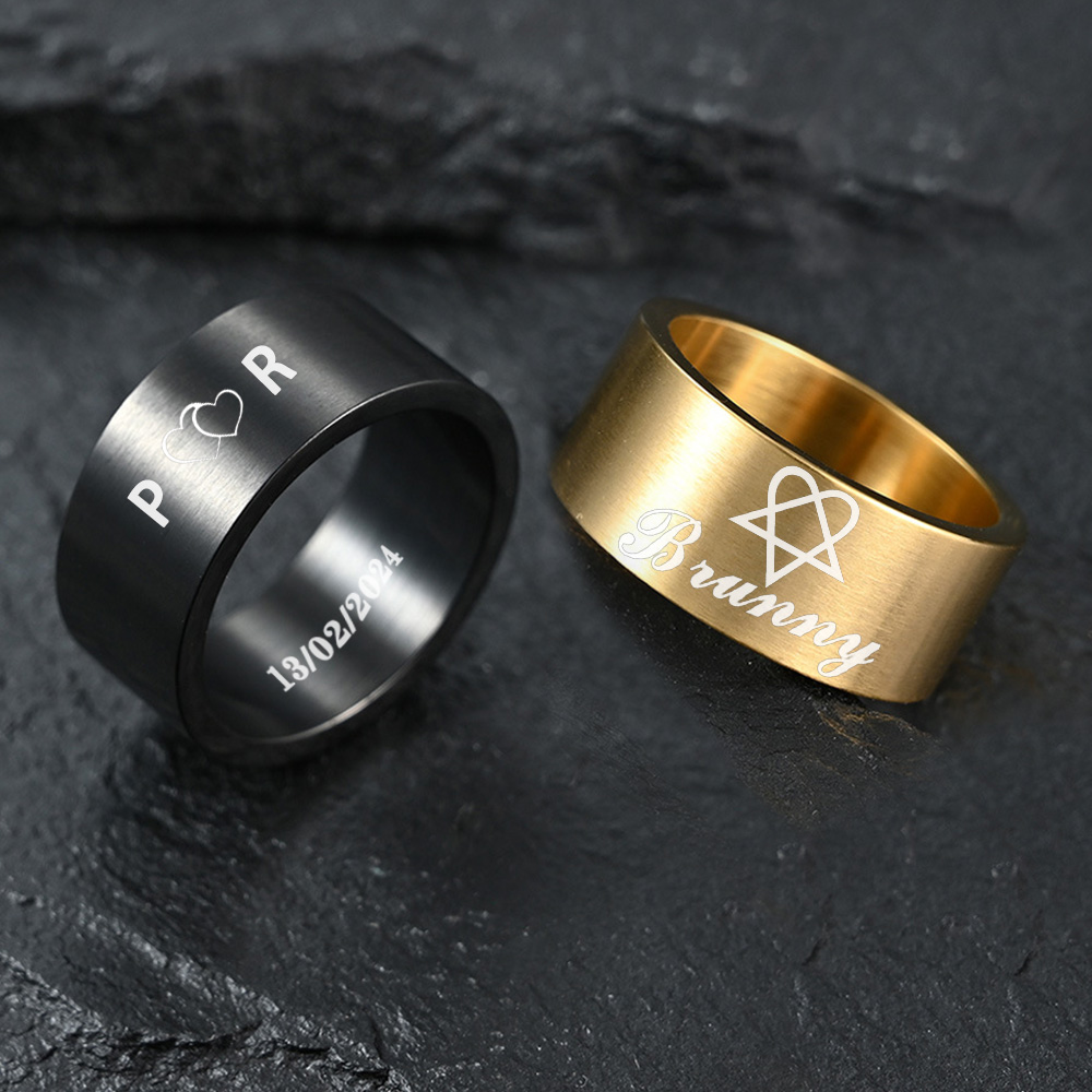 Vintage Fashion Rings For Women - 개인 맞춤형 스테인리스 스틸 경사진 모서리