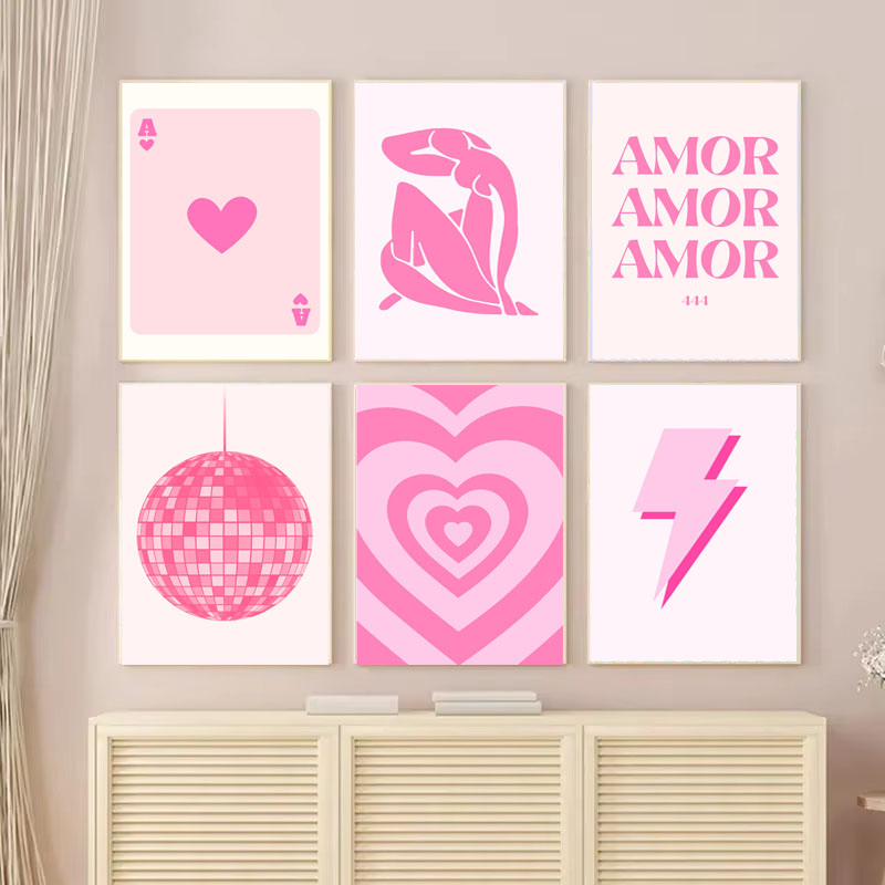 Vintage Fashion Prints For Wall - 1개 캔버스 그림 핑크 마티스 아카데미