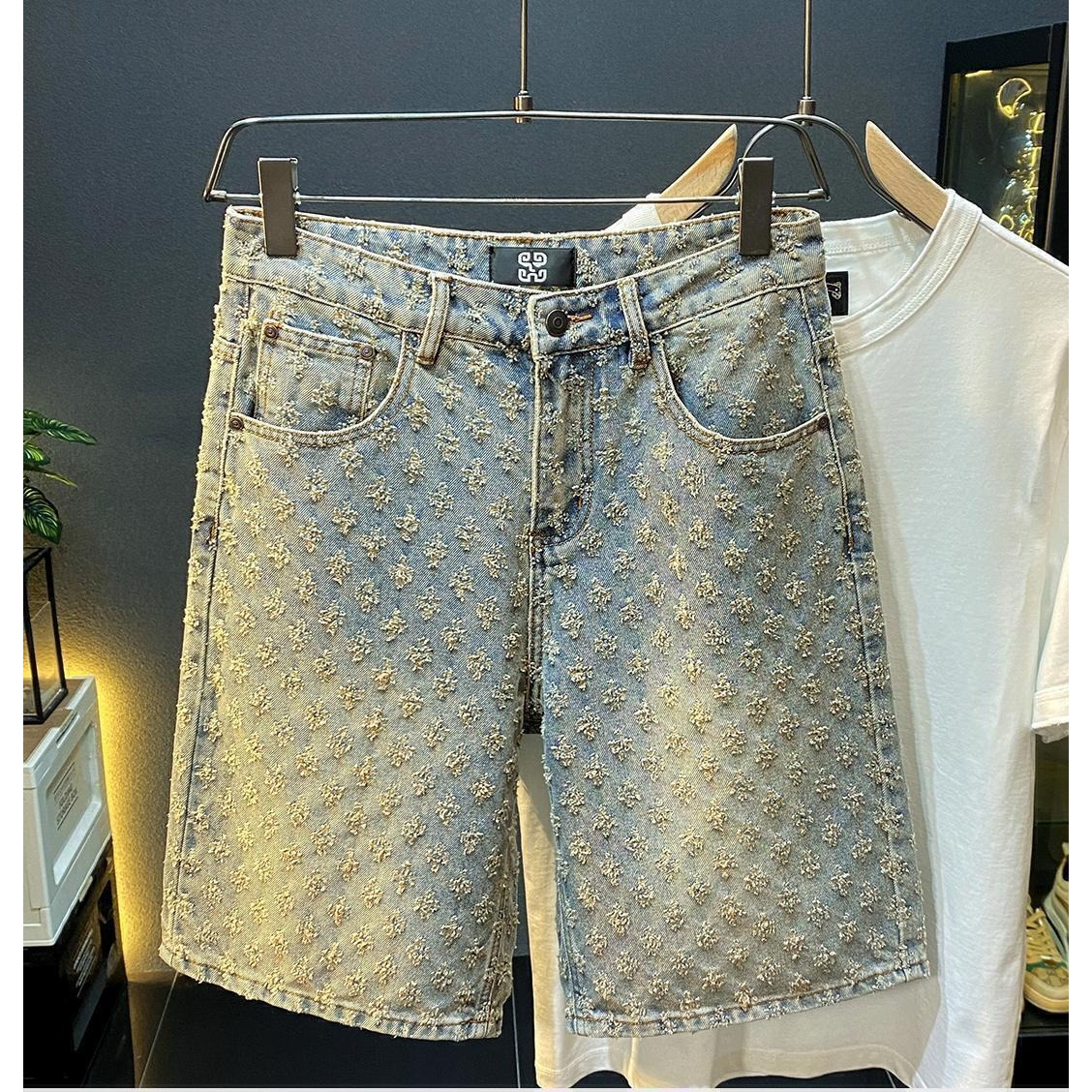 Vintage Fashion Jeans - 여름 하이 스트리트 데님 반바지 남성