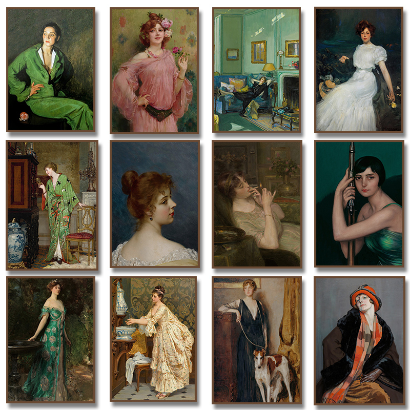 Vintage Fashion Prints For Wall - 르네상스 여성 초상화 포스터 빈티지 빅토리아풍