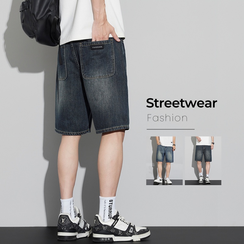 Vintage Fashion Jeans - 남성 빈티지 데님 반바지 여름 얇은