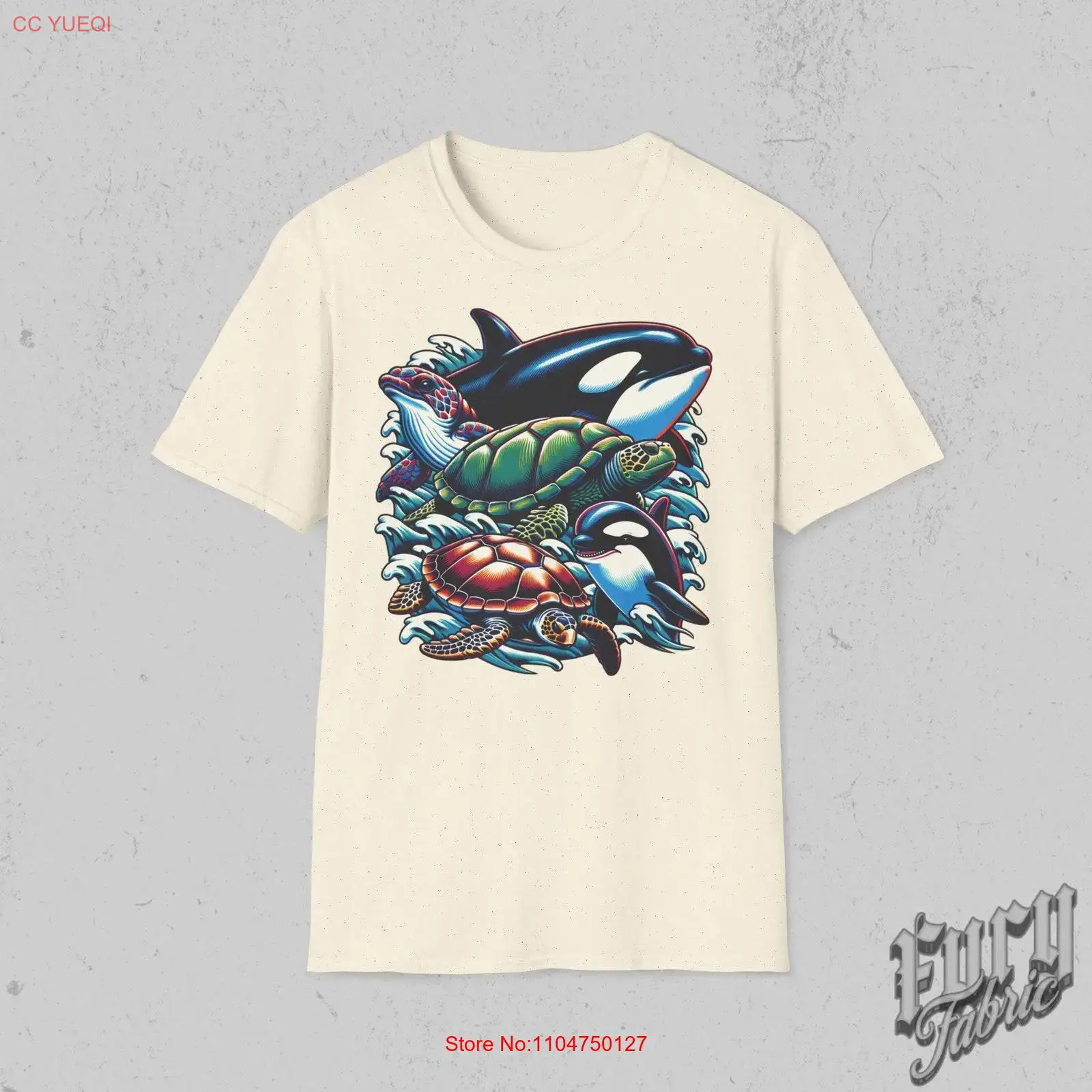 Turtleneck Knit 90S - 빈티지 90년대 바다 동물 티셔츠 레트로