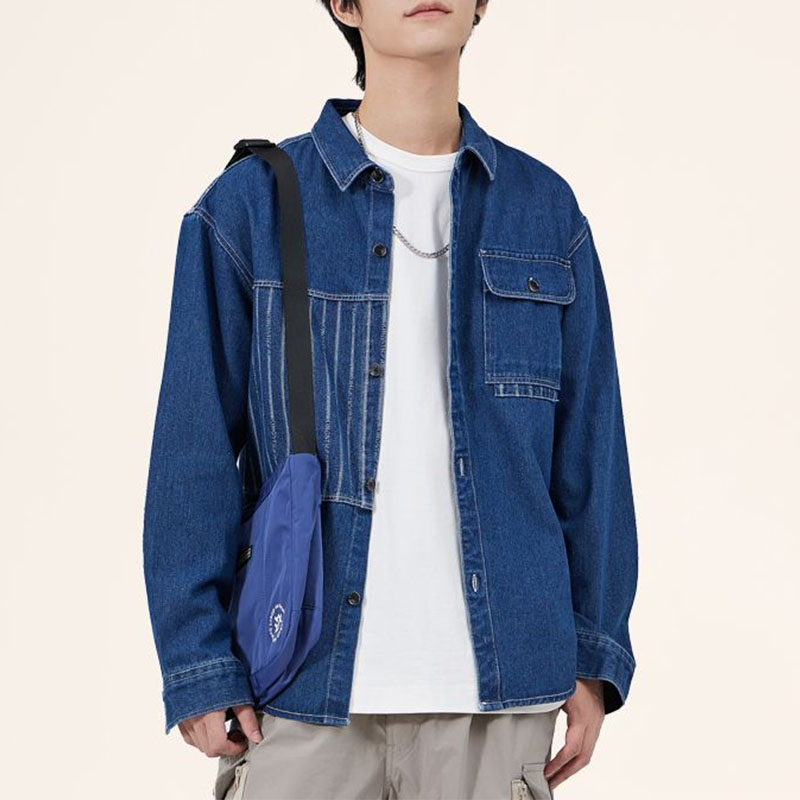 Vintage Fashion Now - 남성용 한국 시크 턴다운 칼라 포켓