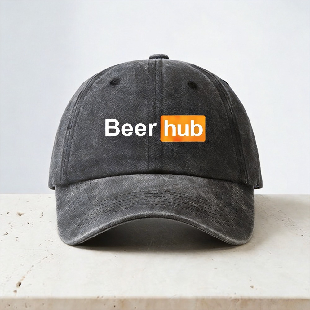 Vintage Fashion Hub - Beer Hub 프린트 야구 모자 빈티지