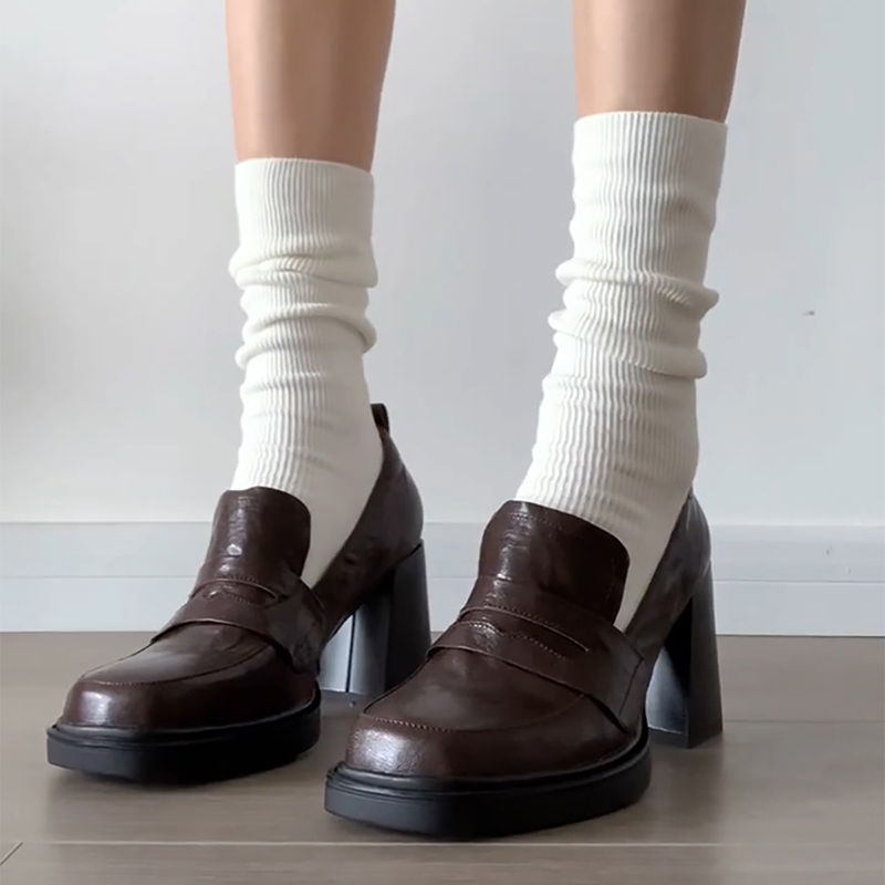 Vintage Fashion Style Female - 대학 스타일 여성 로퍼 신발, 얕은