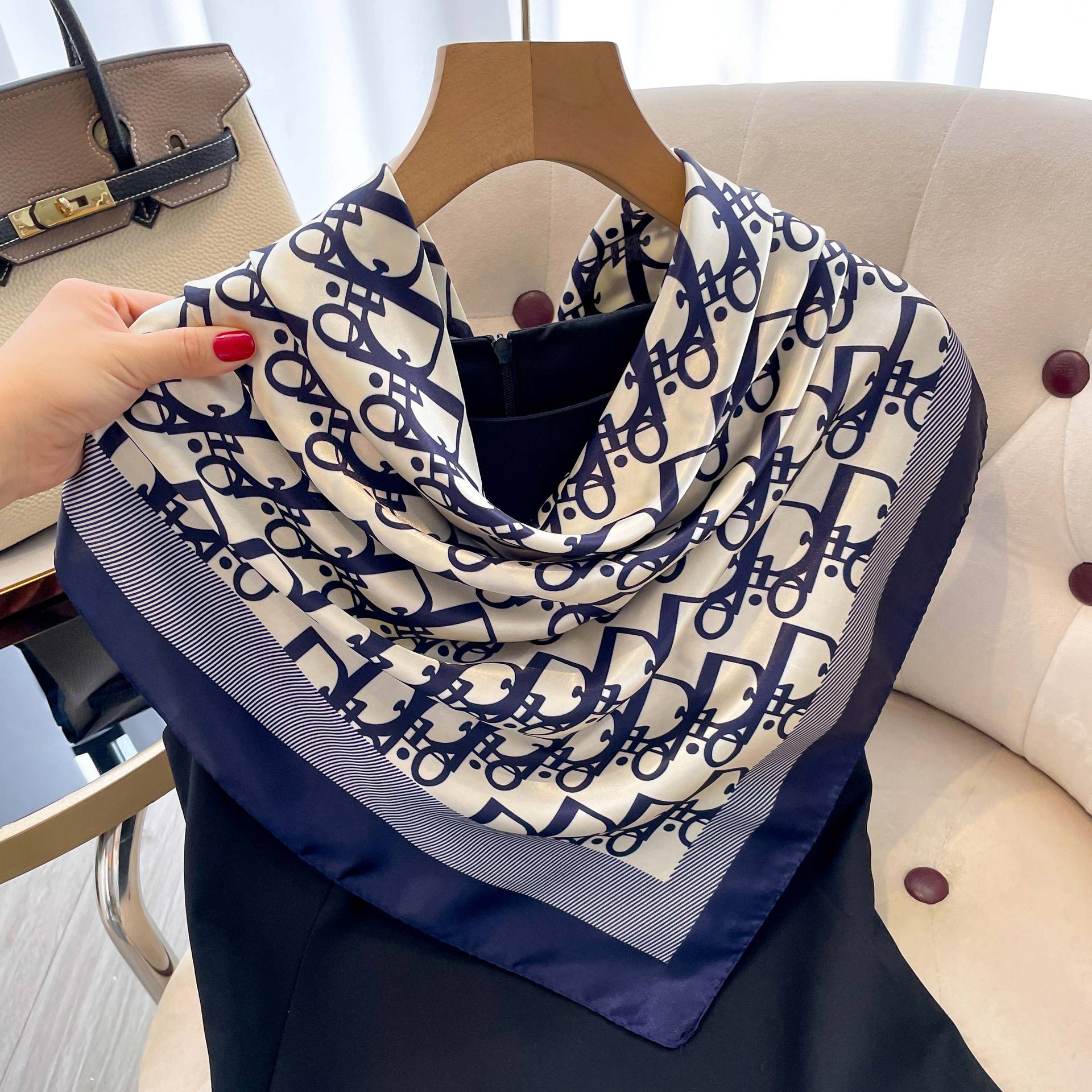 Vintage Fashion Hijab - 1개 90cm 여성용 실크 스카프 빈티지