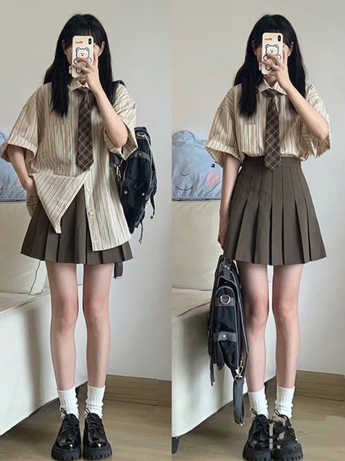 Vintage Fashion Years - 세련된 줄무늬 셔츠 여성용 미니어처 전문