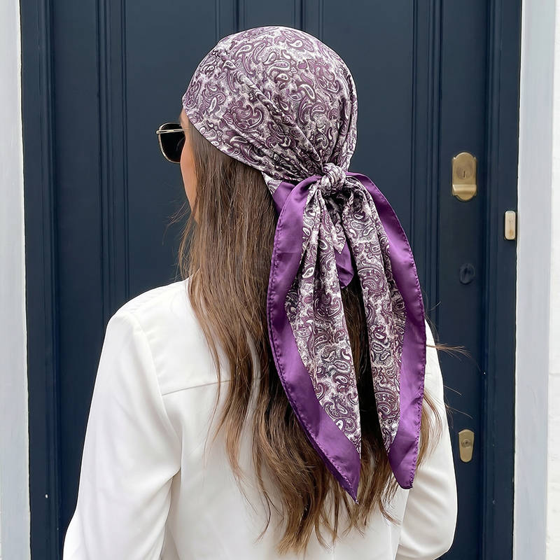 빈티지 새틴 스퀘어 스카프 보헤미안 레트로 페이즐리 보 - Vintage Fashion Hijab 리뷰 및 가격
