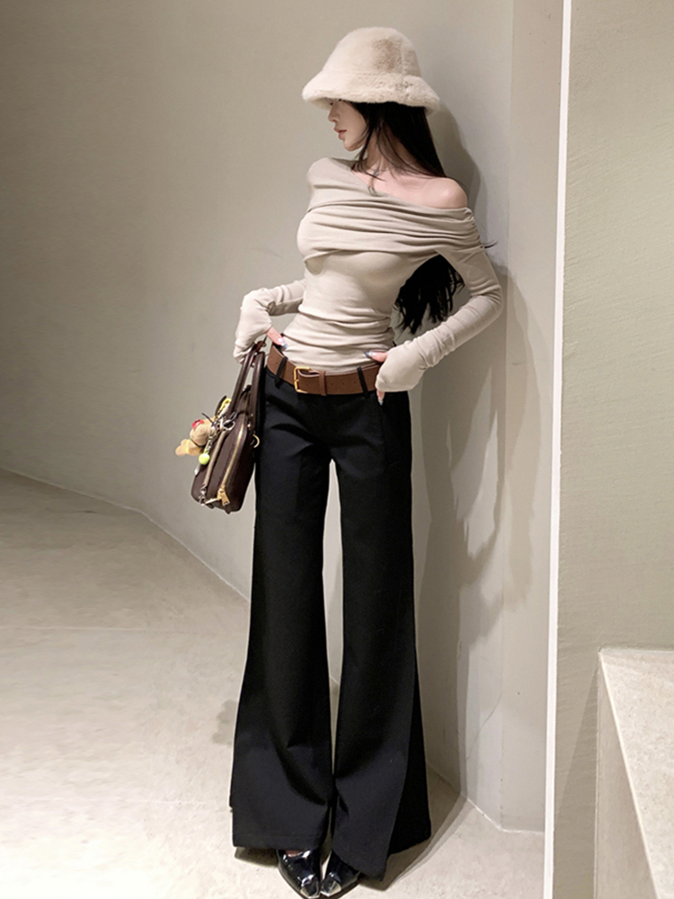 섹시 레이디 스타일 긴팔 티셔츠 탑과 와이드 레그 팬츠 - Vintage Fashion Years 리뷰 및 가격