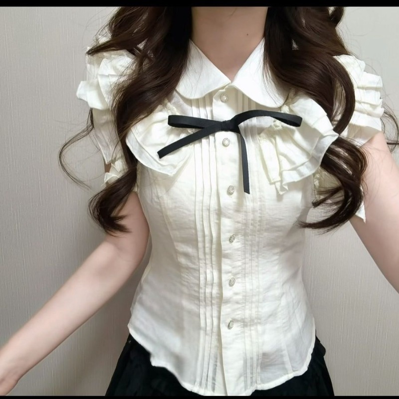 Kimutomo 셔츠 여성 빈티지 우아한 피터팬 칼라  - Vintage Fashion Style Female 리뷰 및 가격