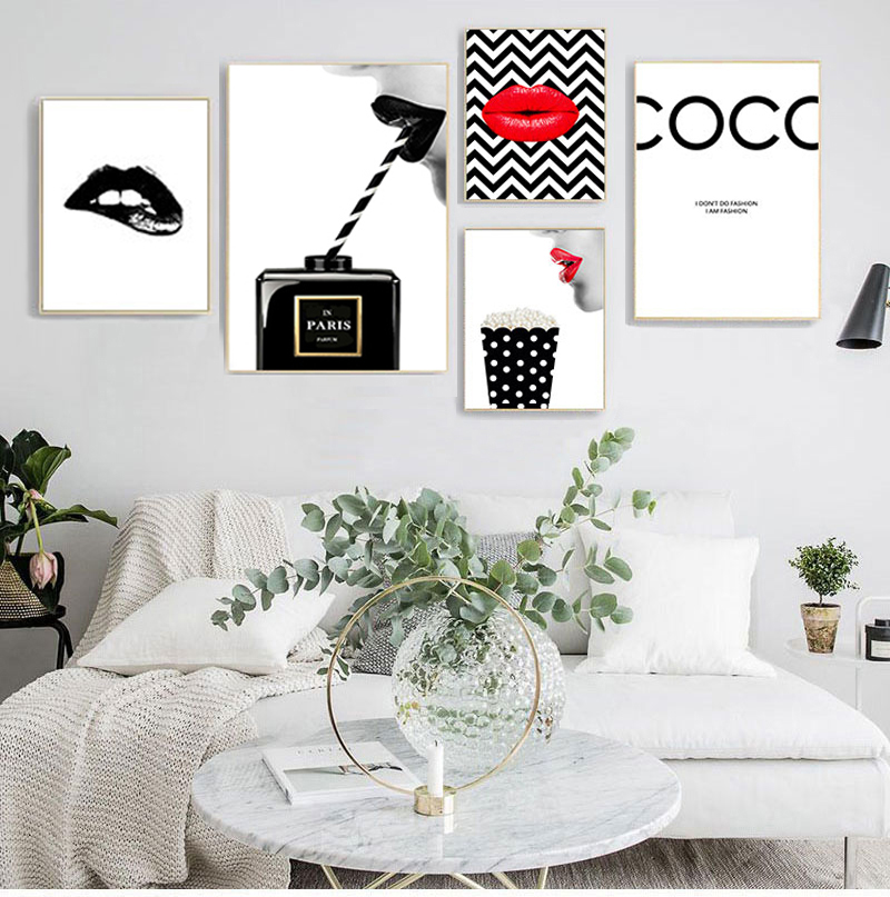 포스터 인쇄 빈티지 캔버스 회화 블랙 향수 벽 거실,  - Vintage Fashion Prints For Wall 리뷰 및 가격