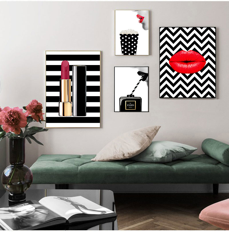 포스터 인쇄 빈티지 캔버스 회화 블랙 향수 벽 거실,  - Vintage Fashion Prints For Wall 리뷰 및 가격