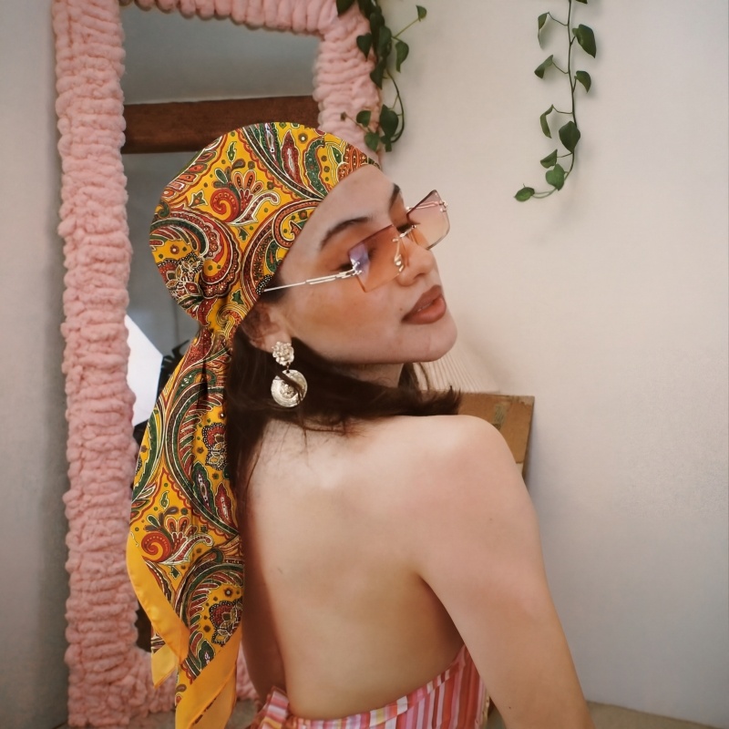 빈티지 새틴 스퀘어 스카프 여성 여름 히잡 보헤미안 페 - Vintage Fashion Hijab 리뷰 및 가격
