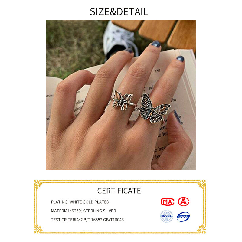 여성을위한 925 스털링 실버 나비 반지 새로운 패션  - Vintage Fashion Rings For Women 리뷰 및 가격