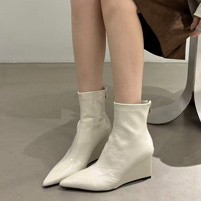 가을 겨울 빈티지 웨지 힐 여성 앵클 부츠 패션 포인티 - Vintage And Modern Fashion 리뷰 및 가격