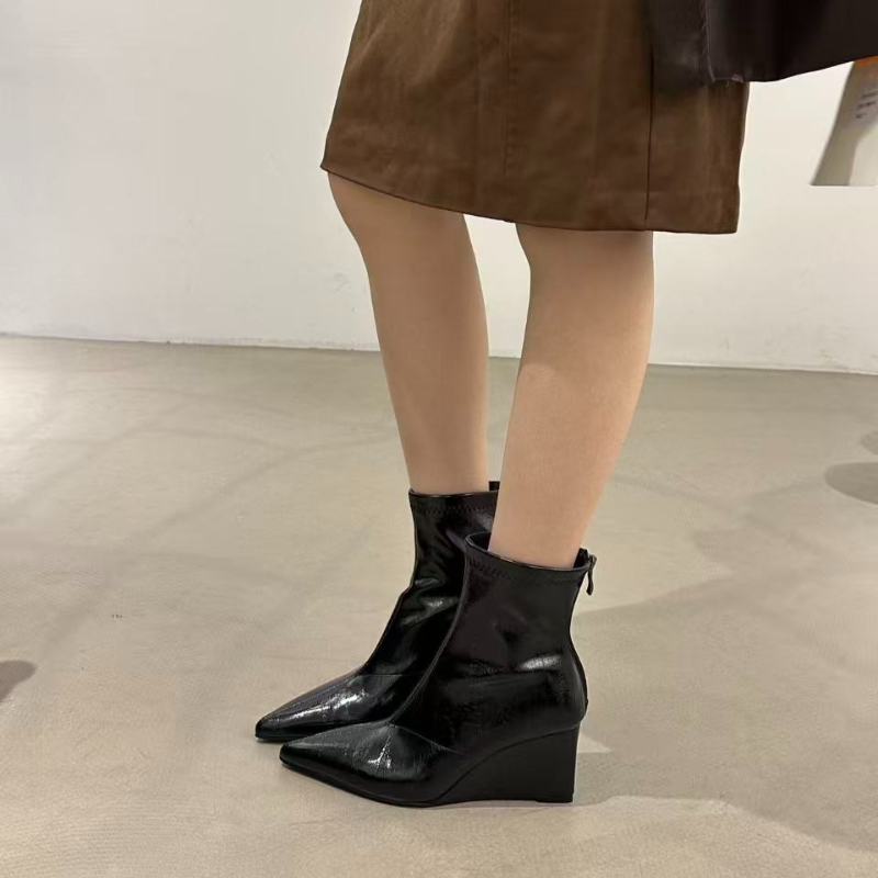 가을 겨울 빈티지 웨지 힐 여성 앵클 부츠 패션 포인티 - Vintage And Modern Fashion 리뷰 및 가격