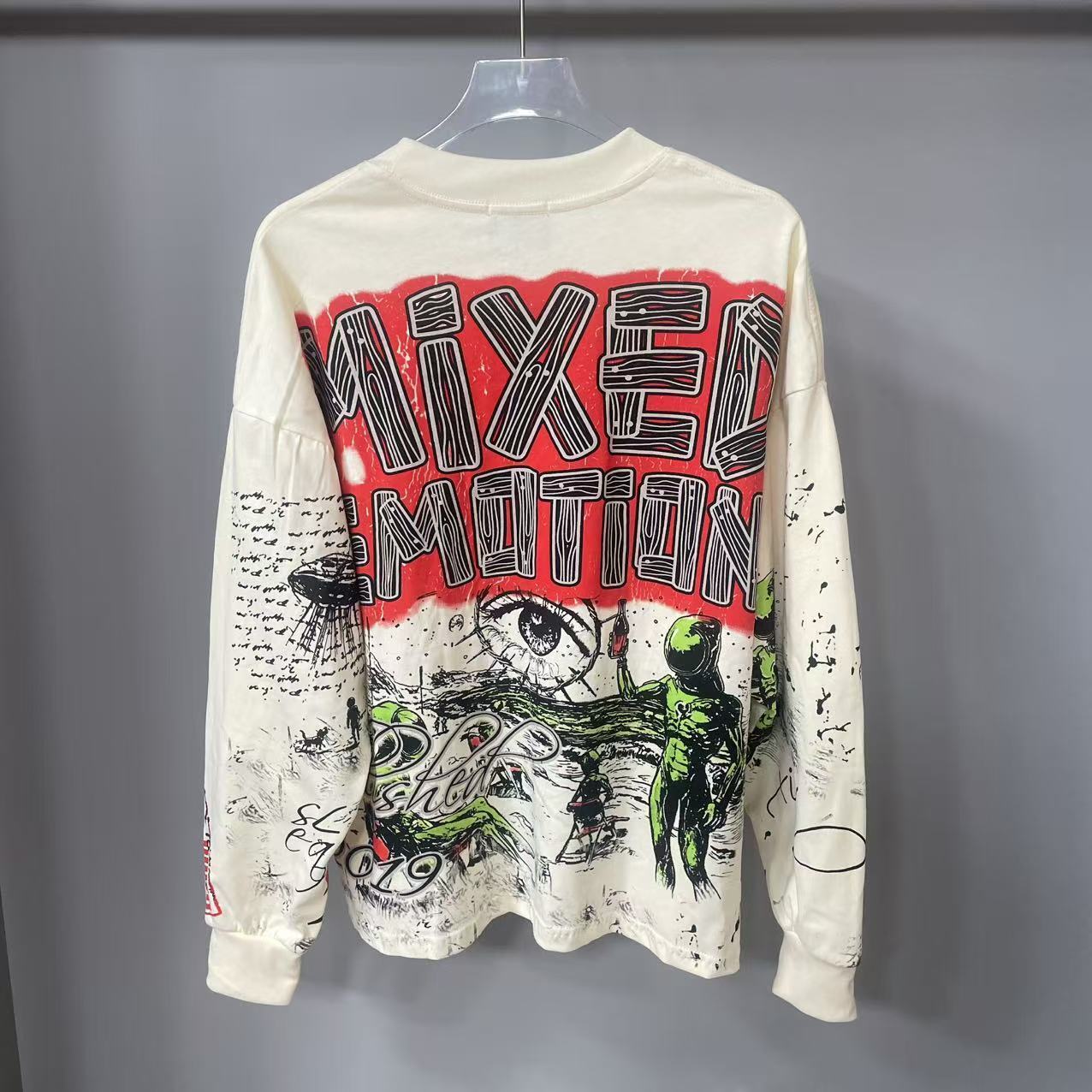 고품질 디자이너 MIXED-EMOTION 긴팔 티셔츠  - Vintage Fashion Design 리뷰 및 가격