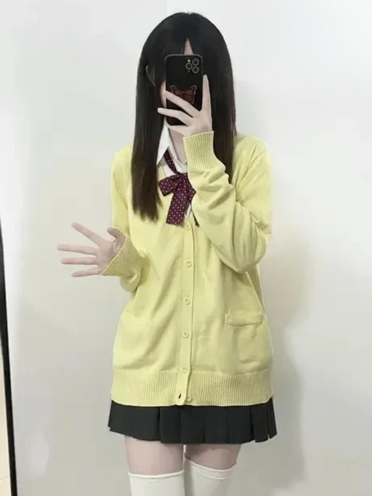 일본 빈티지 긴 소매 여성 귀여운 JK 스웨터 니트 가 - Vintage Fashion Style Female 리뷰 및 가격