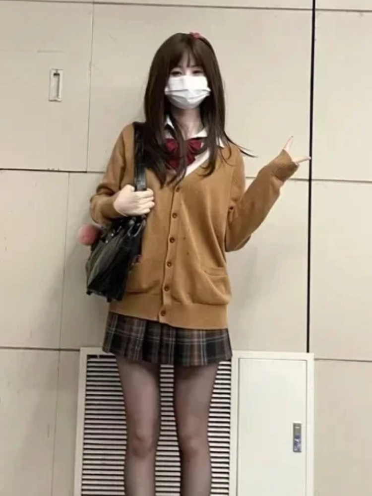 일본 빈티지 긴 소매 여성 귀여운 JK 스웨터 니트 가 - Vintage Fashion Style Female 리뷰 및 가격