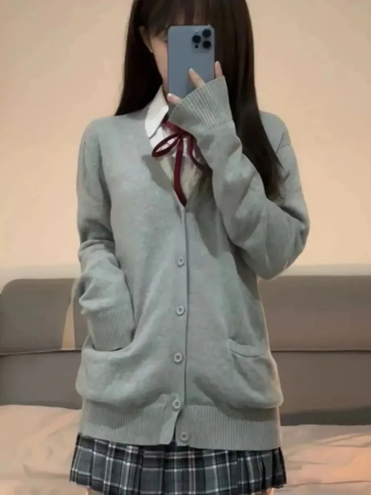 일본 빈티지 긴 소매 여성 귀여운 JK 스웨터 니트 가 - Vintage Fashion Style Female 리뷰 및 가격