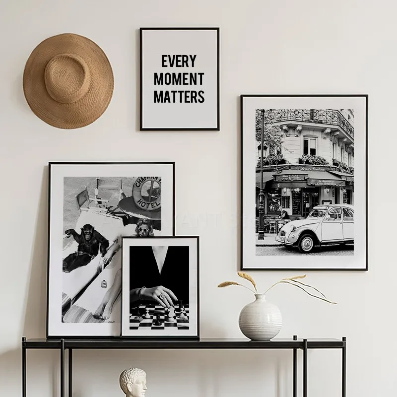 흑백 빈티지 벽 아트 캔버스 회화 패션 여성 레오파드  - Vintage Fashion Prints For Wall 리뷰 및 가격