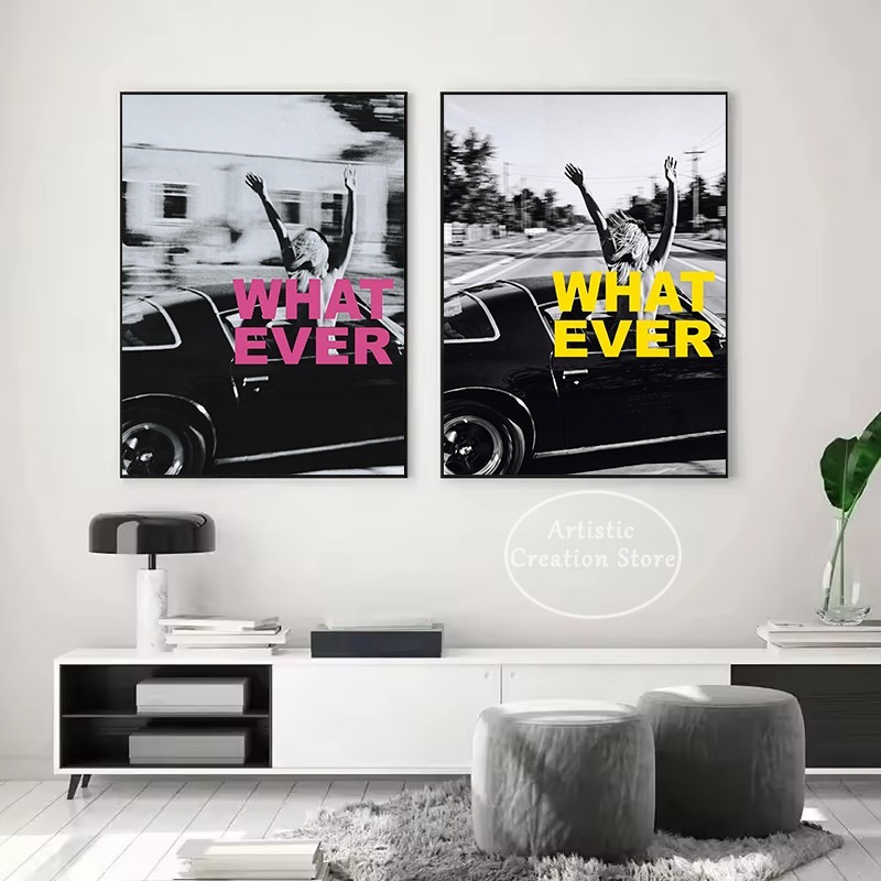 레트로 패션 빈티지 자동차 속의 어떤 소녀라도 대담한  - Vintage Fashion Prints For Wall 리뷰 및 가격
