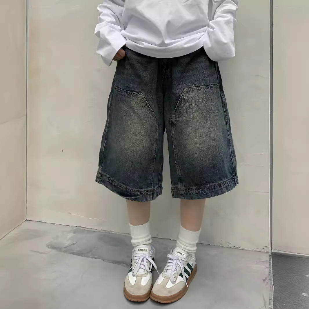 여성 Y2K 빈티지 배기 진 반바지 워싱 와이드 레그  - Vintage Fashion Jeans 리뷰 및 가격