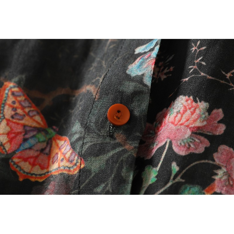 여성용 빈티지 플라워 프린트 캐주얼 셔츠, 중국 스타일 - Vintage Fashion Style Female 리뷰 및 가격