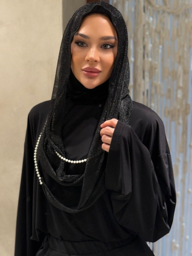 새로운 두바이 후드 히잡 진주 끈 빈티지 헤드스카프 실 - Vintage Fashion Hijab 리뷰 및 가격