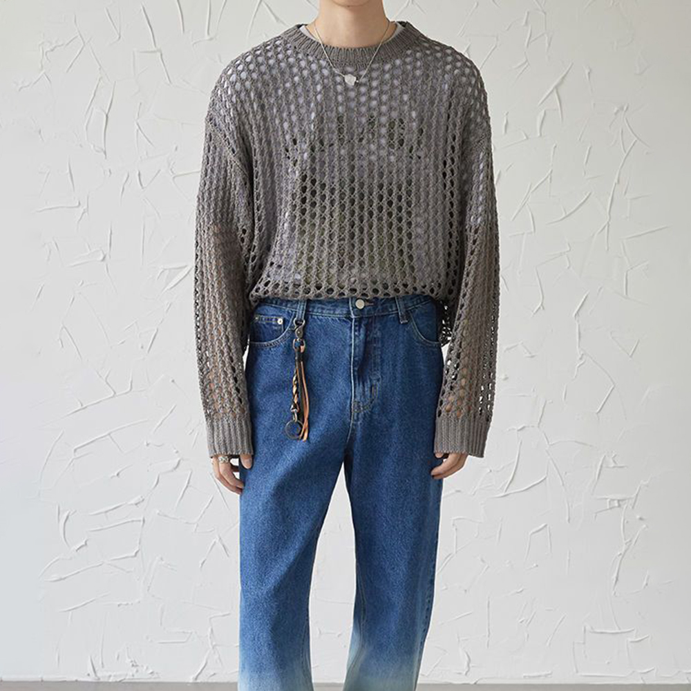 Mens Y2k Hollow Out 복장 시스루 니트  - Vintage Fashion Outfits Men 리뷰 및 가격