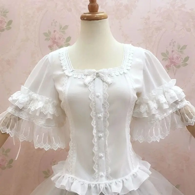 빈티지 Y2K 로리타 스타일 블라우스 여성 우아한 스퀘 - Vintage Fashion Style Female 리뷰 및 가격