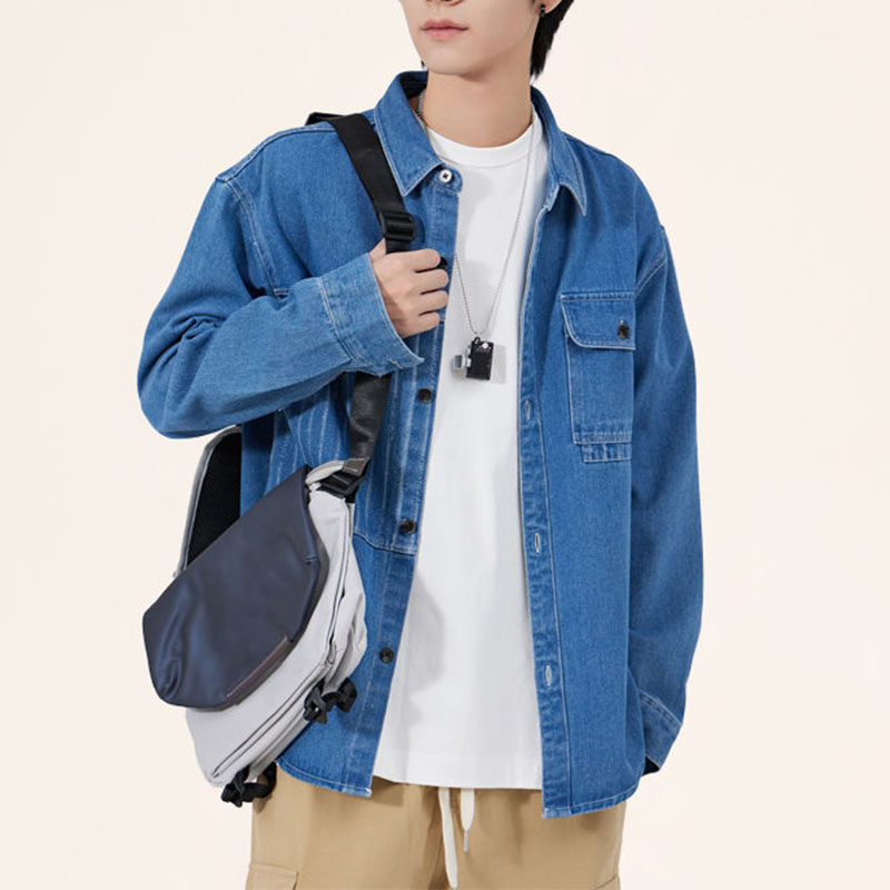 남성용 한국 시크 턴다운 칼라 포켓 데님 재킷, 용수철 - Vintage Fashion Now 리뷰 및 가격