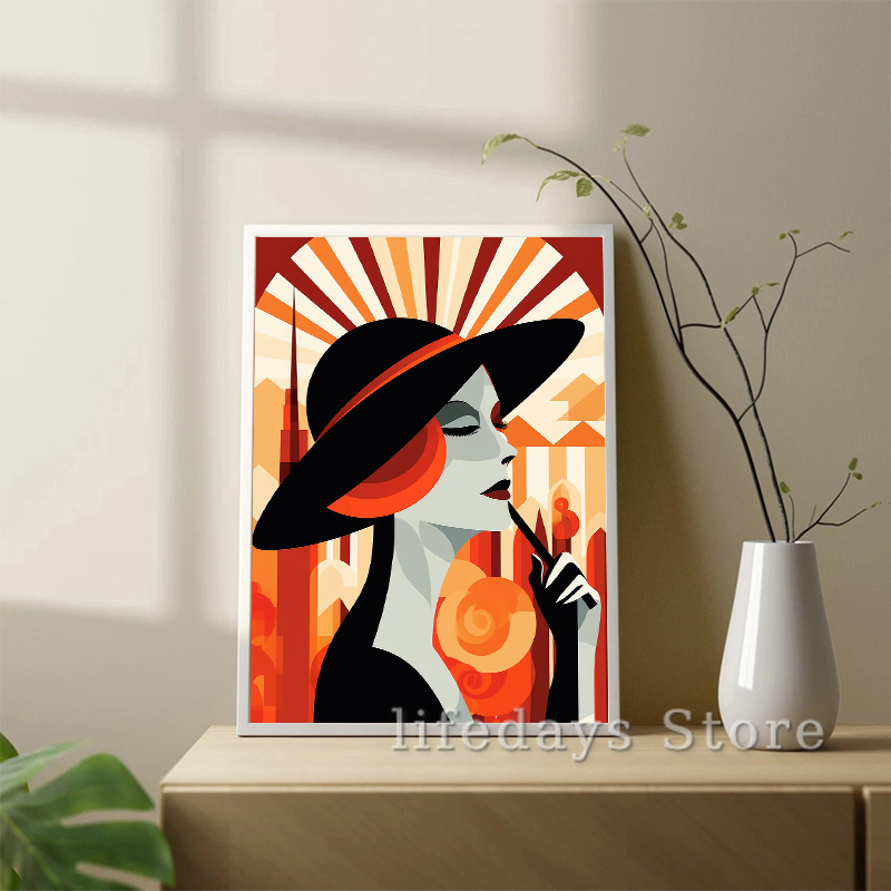 빈티지 아트 데코 여성 초상화 포스터 인쇄 패션 소녀  - Vintage Fashion Prints For Wall 리뷰 및 가격