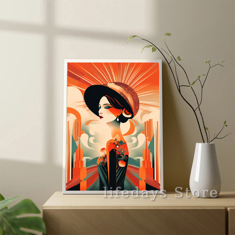 빈티지 아트 데코 여성 초상화 포스터 인쇄 패션 소녀  - Vintage Fashion Prints For Wall 리뷰 및 가격