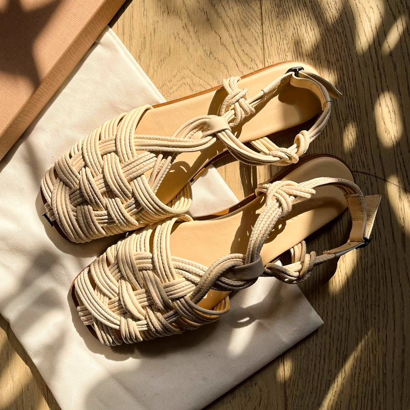 빈티지 손으로 짠 플랫 바닥 로마 샌들 여성 신발 20 - Vintage And Modern Fashion 리뷰 및 가격