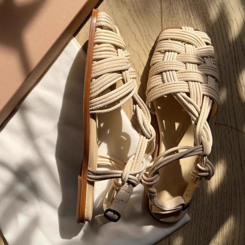 빈티지 손으로 짠 플랫 바닥 로마 샌들 여성 신발 20 - Vintage And Modern Fashion 리뷰 및 가격