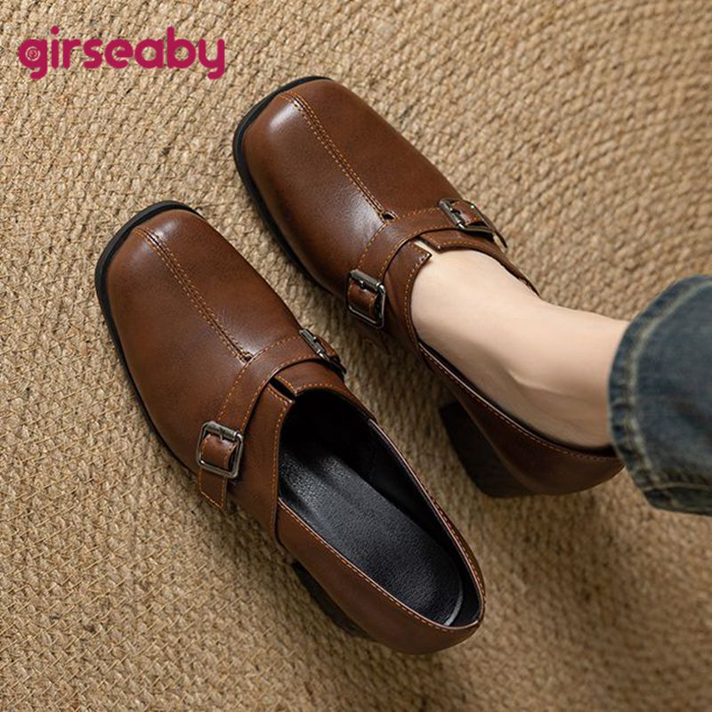 Girseaby 빈티지 여성 펌프 스퀘어 발가락 블록  - Vintage Fashion Design 리뷰 및 가격