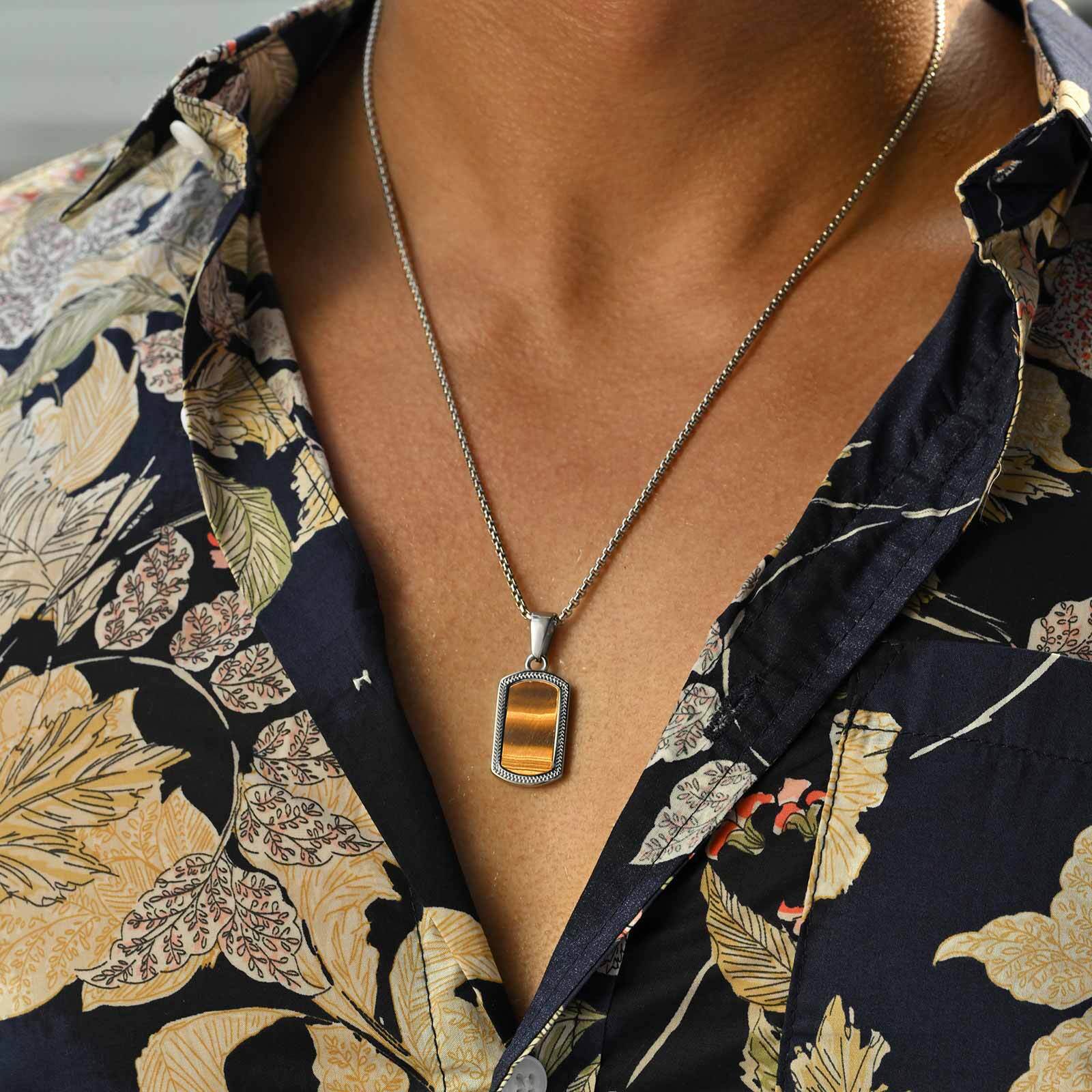남성용 빈티지 직사각형 저자극성 박스 체인 도그 태그  - Vintage Fashion Tags 리뷰 및 가격